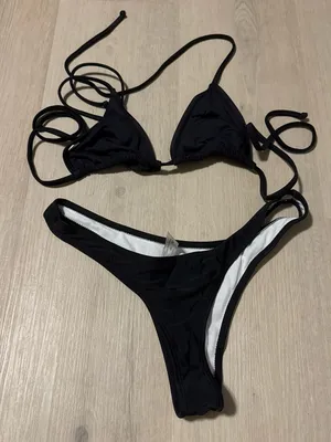 Classic Black String Triangle Bikini Set thumbnail 2