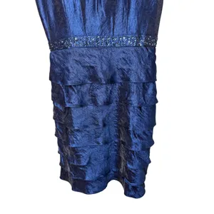 Jessica Howard Royal Blue Beaded Tiered‎ Ruffle Dress and Bolero Jacket Set 6 thumbnail 3