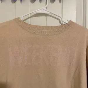 LOFT women’s tan pink Weekend thin knit‎ crewneck long sleeve sweater large thumbnail 2