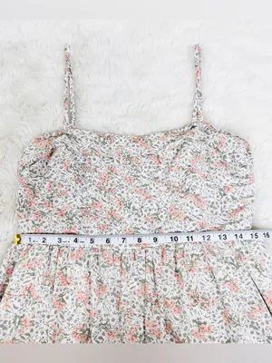 Peach Floral Spaghetti Strap Midi Dress Large Cottagecore Summer Wedding Guest thumbnail 13