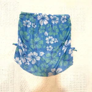 XS S hibiscus floral sheer mesh stretch ruched swim cover skirt SW2 3512 thumbnail 6