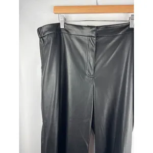 Women’s Ulla Popken Size 20/22 Black Faux Leather Pants thumbnail 2