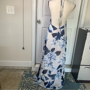 Show‎ me Your Mumu Logan lace up floral blue maxi dress Bouquet Blue thumbnail 4