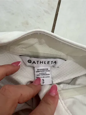 Athleta White Quarter Zip Workout Top Size Small thumbnail 5