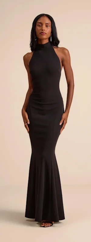 Lulu's Black Halter-Neck Maxi Mermaid Dress thumbnail 1
