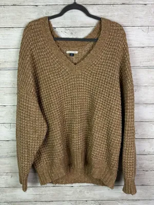 American Eagle Waffle Knit V Neck Sweater Size Large thumbnail 1