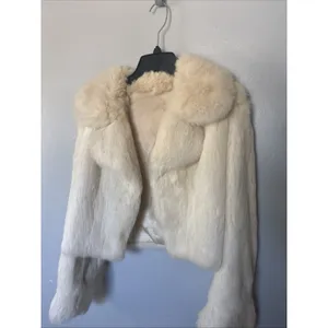 Vintage Cream Genuine Rabbit Fur Jacket Size Small thumbnail 8