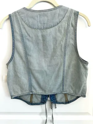 Lucky Brand Front Tie Denim Vest NWT Size Small thumbnail 2