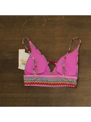Salt + Cove Juniors Front-Tab Midkini Swim Top 807145 Pink Multi S thumbnail 2
