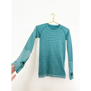 Lululemon Swiftly Tech Long Sleeve Crew Teal Blue Green Striped Running Top 4 thumbnail 10
