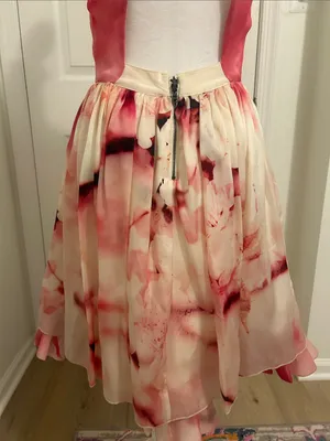 Alice + Olivia Catherine Pink Floral Party Dress In Cherry Blossom Mist Size 2 thumbnail 11