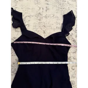 Lulus Sweetest Entrance Navy Blue Ruffled Tie-Back Maxi Dress Size Medium NWT thumbnail 6