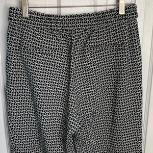 Anthropologie Black Larkin Jacquard Trouser Pant in Black Motif W-257 Sz S thumbnail 8