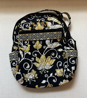 Y2K Vera Bradley‎ Backpack Yellow Bird Floral Retired Quilted Cotton Bag thumbnail 1