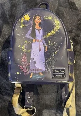 NWOT Disney Parks Wish Movie Loungefly Backpack Purple Gold Asha Star, Asha thumbnail 1
