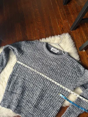 Vintage Knit Heather Grey and Blue Sweater thumbnail 4