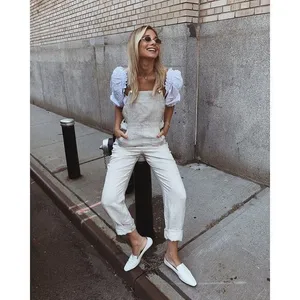 WeWoreWhat Basic Overalls Jumpsuit Off White Linen Classic Blogger Favourite‎ thumbnail 3