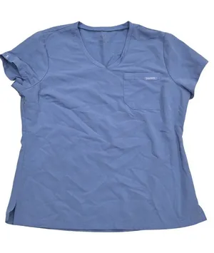 Jaanuu Womens Blue V-Neck Short Sleeve Scrub Top With Pocket Size L thumbnail 1