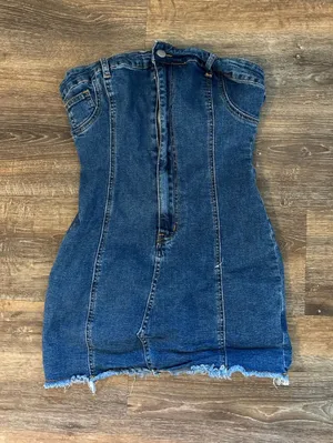denim mini dress thumbnail 1