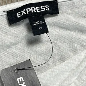 Express One Shoulder White T-Shirt Size XS thumbnail 9