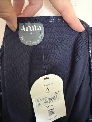 Arula Gracie Dress Fit & Flare Floral Square Neckline Pleats Smocked Ruffle Blue thumbnail 11