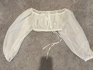 Kikiriki Dolls Kill Sheer White Puff Sleeve Top thumbnail 1
