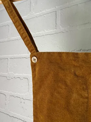 Zara Trafaluc dress Corduroy Pinafore in Mustard brown small crisscross back thumbnail 2
