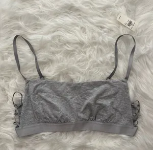 Aerie Real Good Strappy Side Lace Up Bralette Grey Size Medium thumbnail 1
