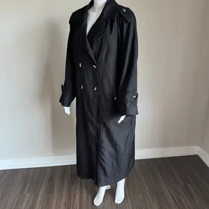 Vintage Gallery Black Trench Coat With Shoulder Pads Size 14 thumbnail 5