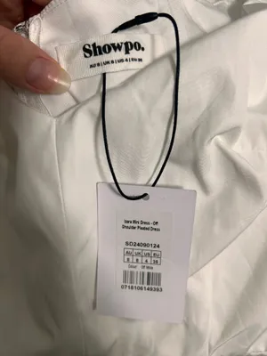 New Showpo IZARA Mini Dress Off Shoulder Pleated Dress Size Small thumbnail 10