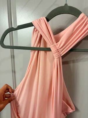 ZARA Pink Ruched Dress Halter thumbnail 5