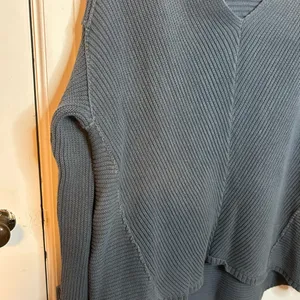 Free People La Brea V-Neck Blue Gray Sweater thumbnail 7