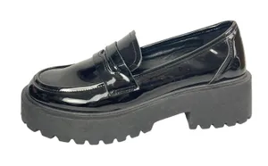 Charlotte Russe Black Panent Leather Slip On Platform Chunky Loafers Shoes Sz 7 thumbnail 1