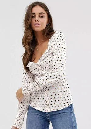 Free People NWOT Ivory Kissin Kate Top Size Large thumbnail 9