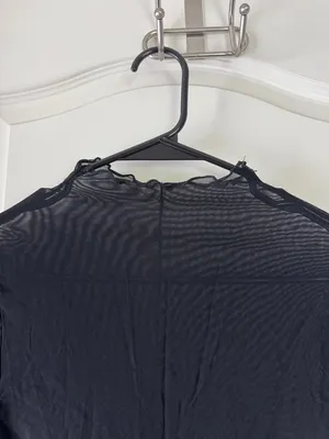 Sheer Black Long-Sleeve Crop Top / AA75 thumbnail 2