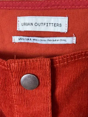 Urban Outfitters Brown Orange Corduroy Jumper Overall Dress Snap Front Size XS thumbnail 2