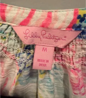 Lilly Pulitzer V-Neck Patterned Sleeveless Essie Dress Pink White Blue Multi thumbnail 4