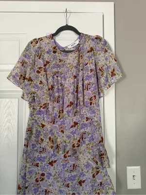 ASTR The Label Purple Lavender Ruffle Floral Maxi Dress Cottacore thumbnail 2