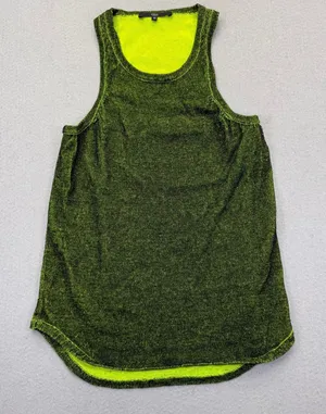 Tibi New York Womens XS Neon Green Black Marled Knit Racerback Tank Top thumbnail 1