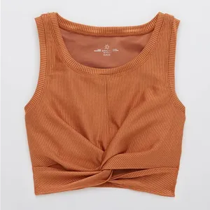 Aerie OFFLINE Ribbed Shine Twist Front Sports Bra thumbnail 3