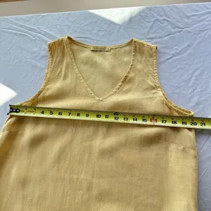 Cut Loose 100% Linen V-Neck Tunic Top M Butter Yellow Lagenlook Minimalist USA thumbnail 9