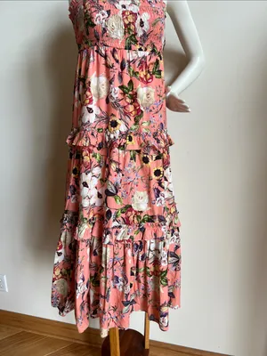 INC Floral Smocked Sundress - Peach Pink thumbnail 4