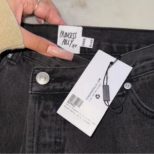 Princess Polly Holly Asymmetric High Rise Straight Leg Black Denim Jeans New thumbnail 9