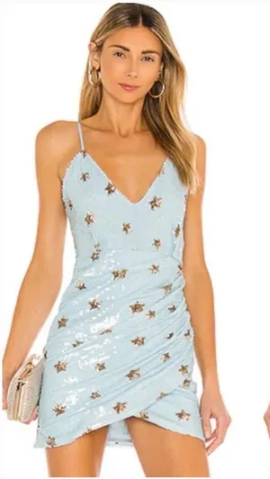 Superdown Revolve‎ Womens Dina Sequin Star Wrap Party Cocktail Mini Dress Size S thumbnail 1