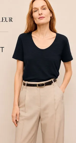 M.M.LaFleur Kenya‎ Organic Cotton Slub Tee Dark Navy Medium thumbnail 1