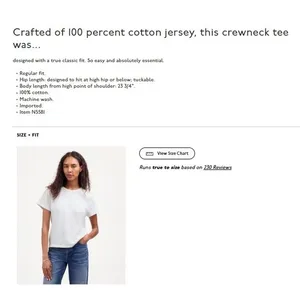 Madewell Top Womens 2XS White‎ Crewneck T Shirt Cotton Jersey Tee Basic NS581 thumbnail 3