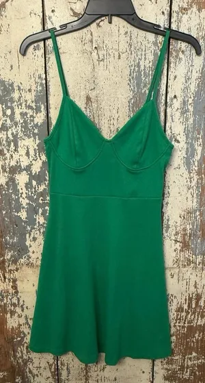 Wild Fable Green Ribbed Knit Short Sleeveless Dress, size Small thumbnail 1