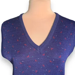 Vintage 90s Knit Sweater Vest Blue Burgundy Abstract Geometric‎ Unisex Medium thumbnail 4