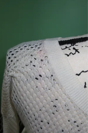 American Eagle Lightweight White Open-Knit Women's Sweater Top thumbnail 3