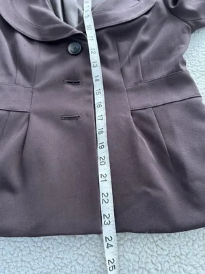 Apt. 9 Collared V-Neck Three Button Peplum Blazer Jacket Brown Size 6 thumbnail 9